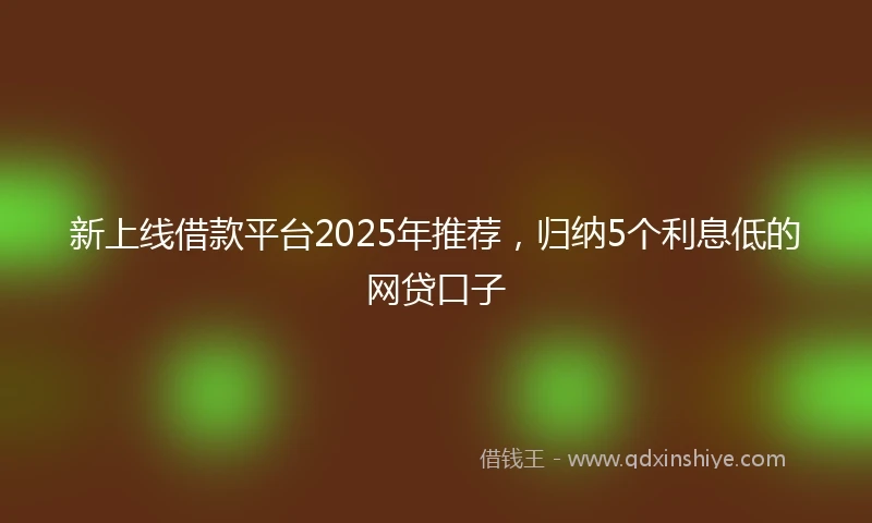 新上线借款平台2025年推荐，归纳5个利息低的网贷口子