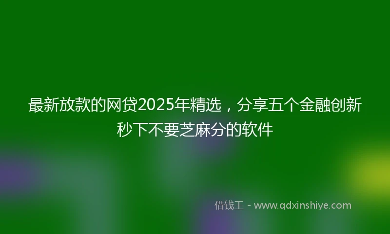 最新放款的网贷2025年精选，分享五个金融创新秒下不要芝麻分的软件