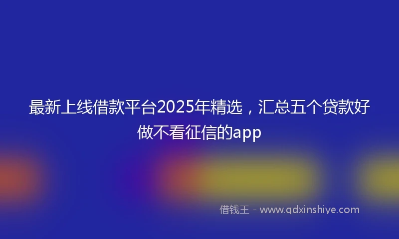 最新上线借款平台2025年精选,汇总五个贷款好做不看征信的app