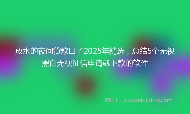 放水的夜间贷款口子2025年精选,总结5个无视黑白无视征信申请就下款的软件