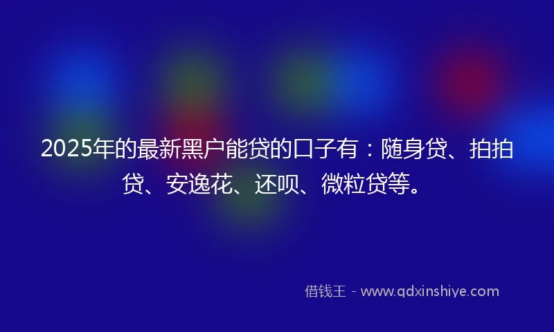 2025年的最新黑户能贷的口子有：随身贷、拍拍贷、安逸花、还呗、微粒贷等。