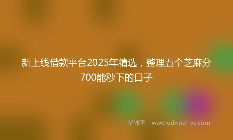 新上线借款平台2025年精选，整理五个芝麻分700能秒下的口子