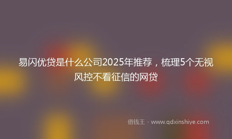 易闪优贷是什么公司2025年推荐，梳理5个无视风控不看征信的网贷