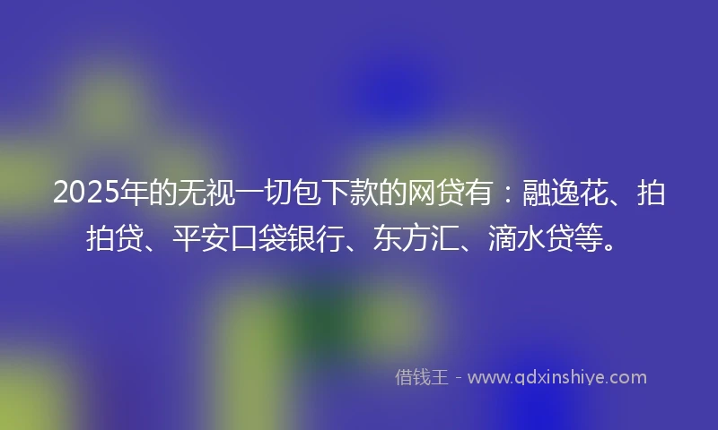 2025年的无视一切包下款的网贷有：融逸花、拍拍贷、平安口袋银行、东方汇、滴水贷等。