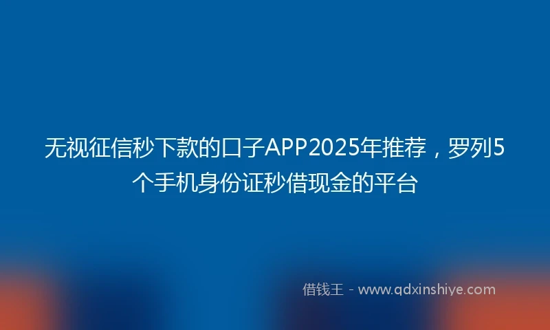 无视征信秒下款的口子APP2025年推荐，罗列5个手机身份证秒借现金的平台