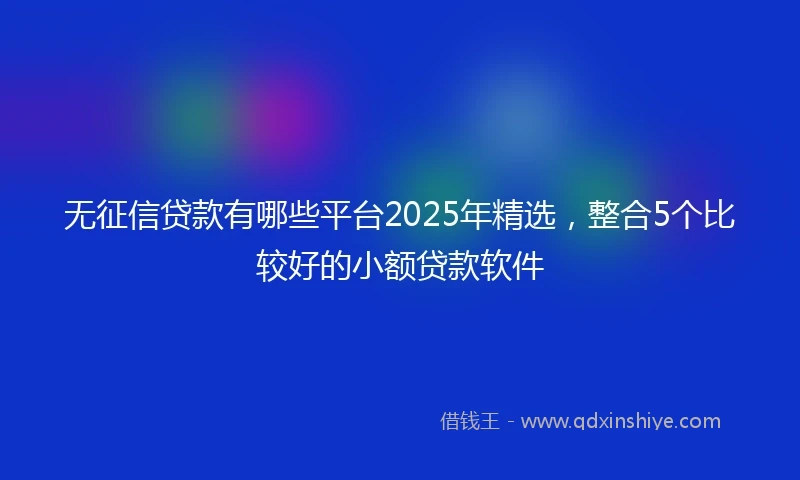 无征信贷款有哪些平台2025年精选，整合5个比较好的小额贷款软件