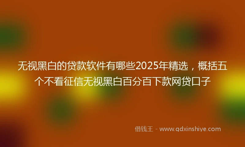 无视黑白的贷款软件有哪些2025年精选，概括五个不看征信无视黑白百分百下款网贷口子