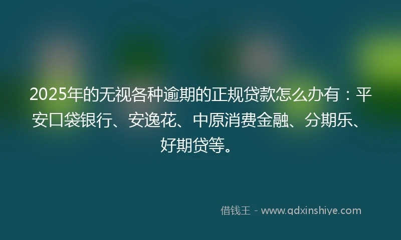 2025年的无视各种逾期的正规贷款怎么办有：平安口袋银行、安逸花、中原消费金融、分期乐、好期贷等。