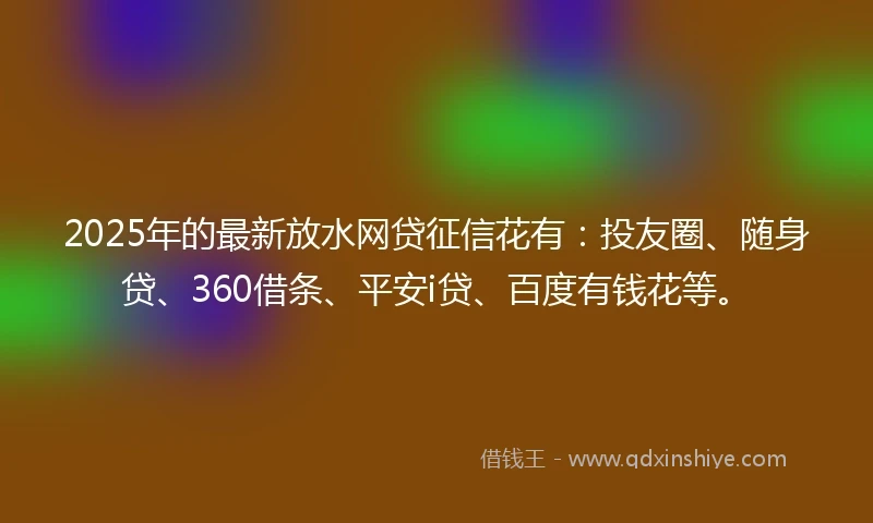 2025年的最新放水网贷征信花有：投友圈、随身贷、360借条、平安i贷、百度有钱花等。