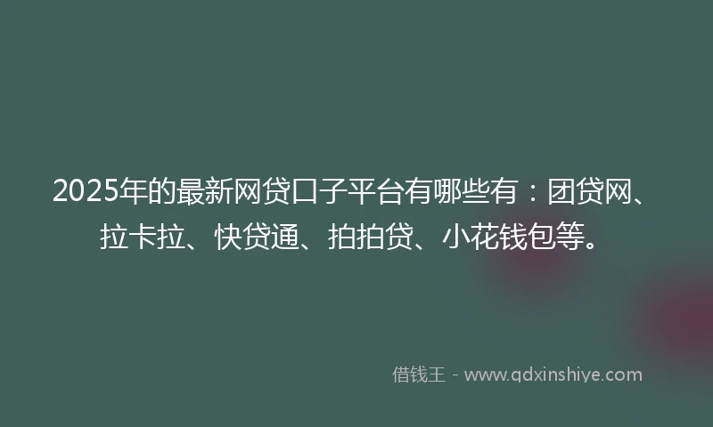 2025年的最新网贷口子平台有哪些有：团贷网、拉卡拉、快贷通、拍拍贷、小花钱包等。