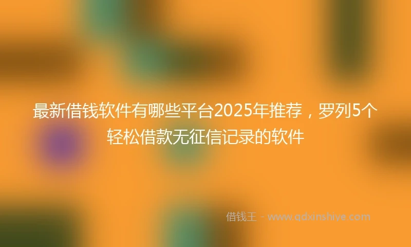 最新借钱软件有哪些平台2025年推荐，罗列5个轻松借款无征信记录的软件