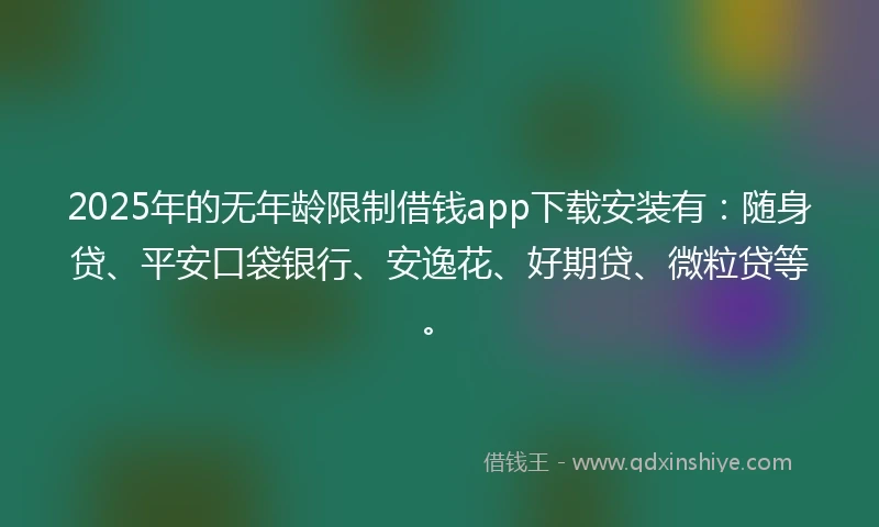 2025年的无年龄限制借钱app下载安装有：随身贷、平安口袋银行、安逸花、好期贷、微粒贷等。