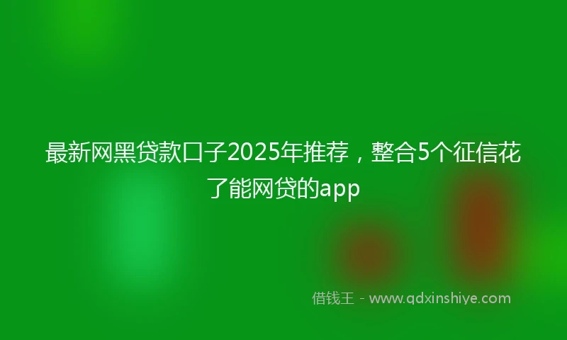 最新网黑贷款口子2025年推荐，整合5个征信花了能网贷的app