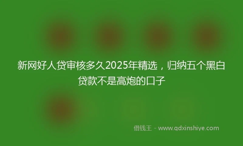 新网好人贷审核多久2025年精选，归纳五个黑白贷款不是高炮的口子
