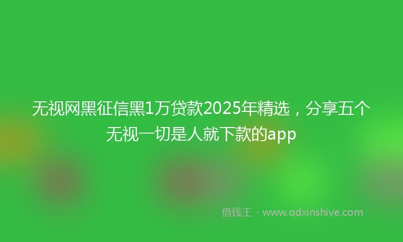 无视网黑征信黑1万贷款2025年精选，分享五个无视一切是人就下款的app
