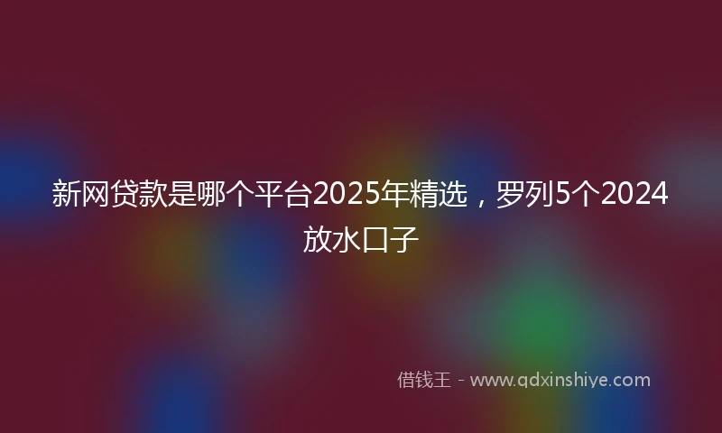 新网贷款是哪个平台2025年精选，罗列5个2024放水口子