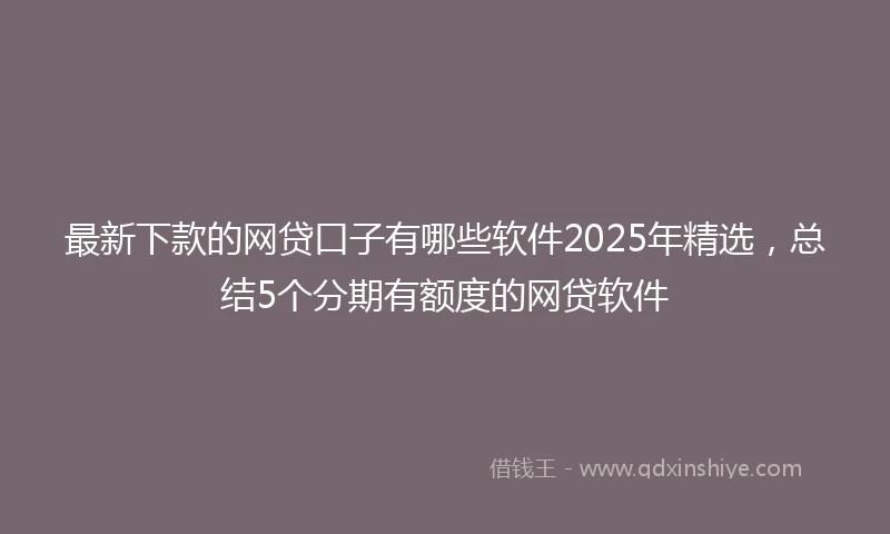 最新下款的网贷口子有哪些软件2025年精选，总结5个分期有额度的网贷软件