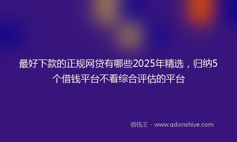 最好下款的正规网贷有哪些2025年精选，归纳5个借钱平台不看综合评估的平台