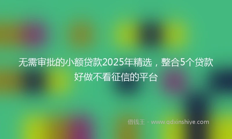 无需审批的小额贷款2025年精选，整合5个贷款好做不看征信的平台