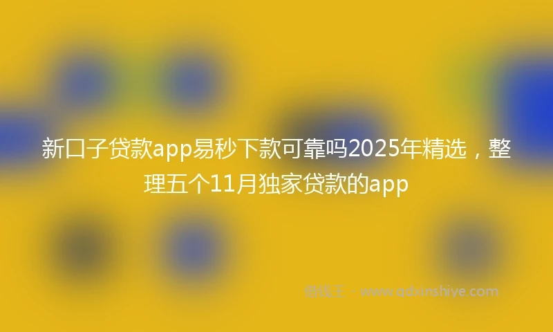 新口子贷款app易秒下款可靠吗2025年精选，整理五个11月独家贷款的app