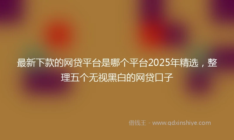 最新下款的网贷平台是哪个平台2025年精选，整理五个无视黑白的网贷口子