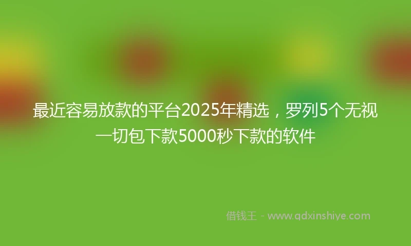 最近容易放款的平台2025年精选，罗列5个无视一切包下款5000秒下款的软件