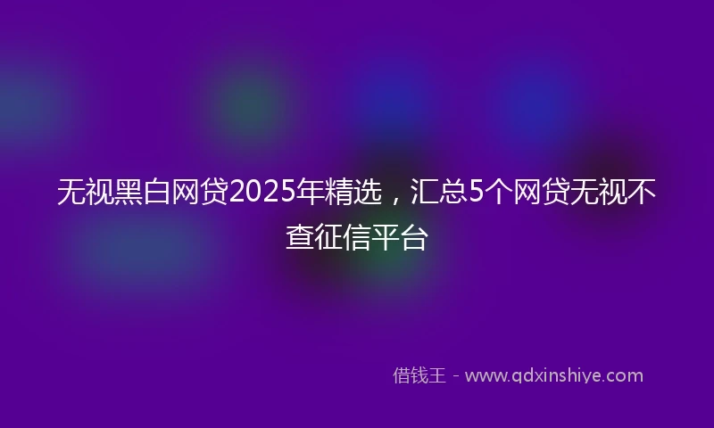 无视黑白网贷2025年精选，汇总5个网贷无视不查征信平台