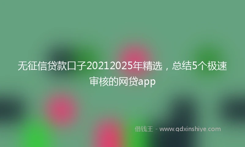 无征信贷款口子20212025年精选，总结5个极速审核的网贷app