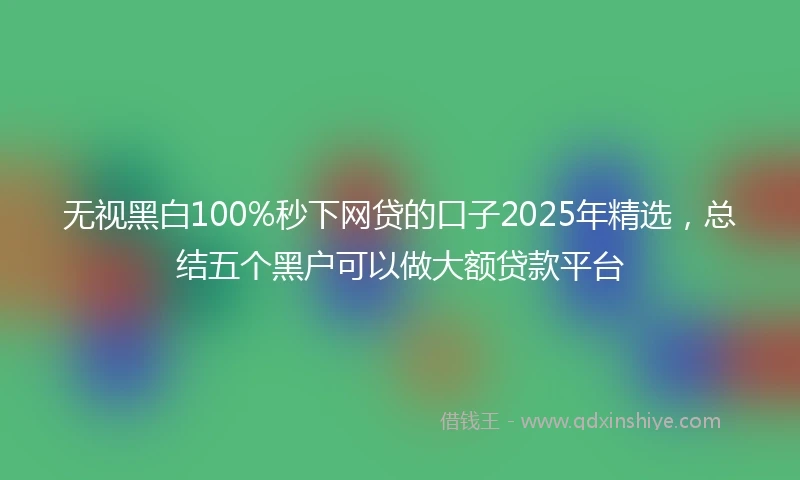 无视黑白100%秒下网贷的口子2025年精选，总结五个黑户可以做大额贷款平台