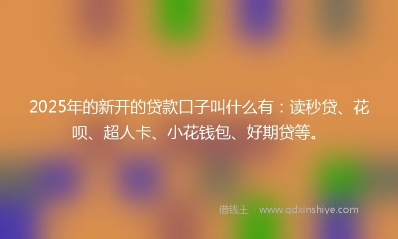 2025年的新开的贷款口子叫什么有：读秒贷、花呗、超人卡、小花钱包、好期贷等。