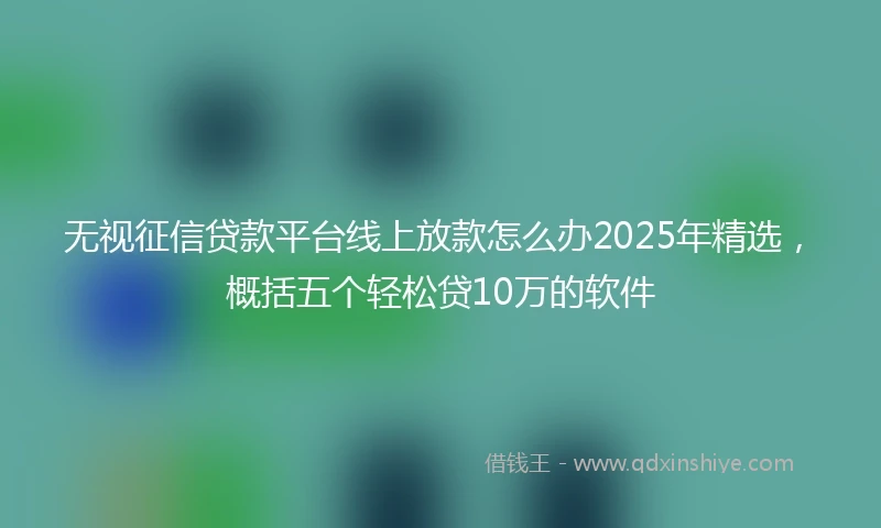 无视征信贷款平台线上放款怎么办2025年精选，概括五个轻松贷10万的软件