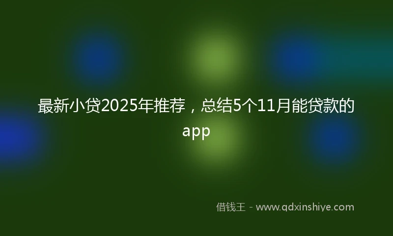 最新小贷2025年推荐，总结5个11月能贷款的app