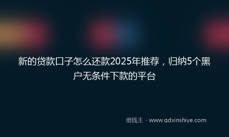 新的贷款口子怎么还款2025年推荐，归纳5个黑户无条件下款的平台