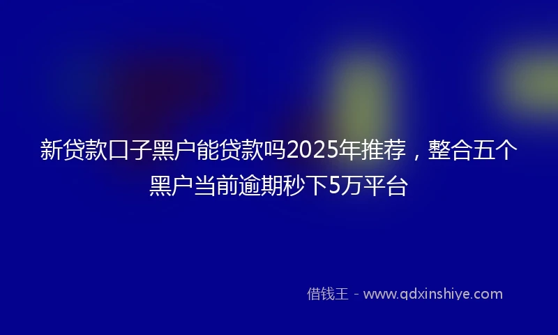 新贷款口子黑户能贷款吗2025年推荐，整合五个黑户当前逾期秒下5万平台