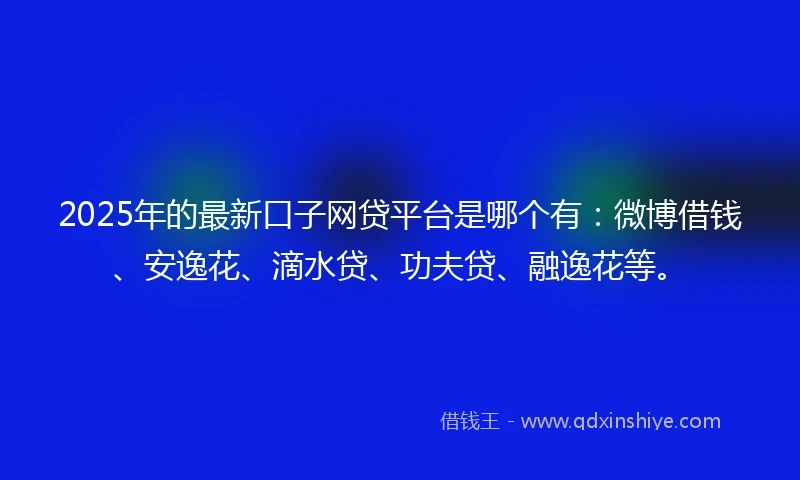 2025年的最新口子网贷平台是哪个有：微博借钱、安逸花、滴水贷、功夫贷、融逸花等。