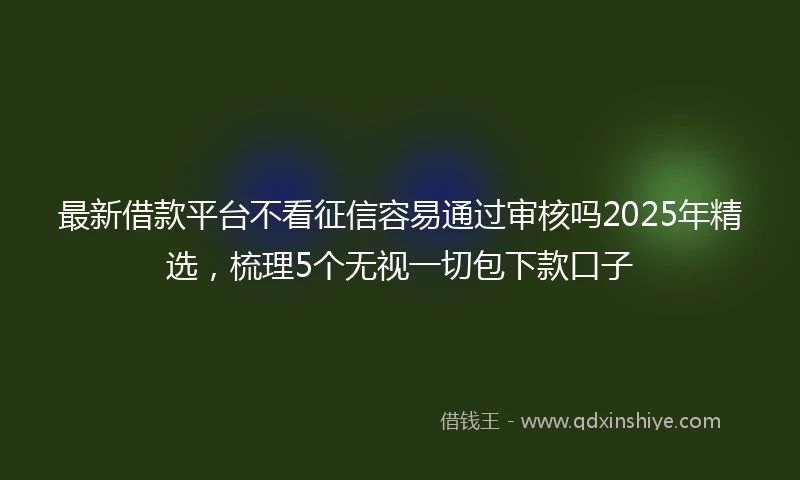 最新借款平台不看征信容易通过审核吗2025年精选，梳理5个无视一切包下款口子