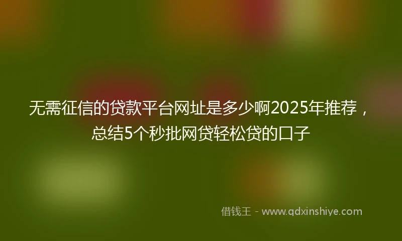 无需征信的贷款平台网址是多少啊2025年推荐，总结5个秒批网贷轻松贷的口子