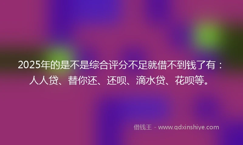 2025年的是不是综合评分不足就借不到钱了有：人人贷、替你还、还呗、滴水贷、花呗等。