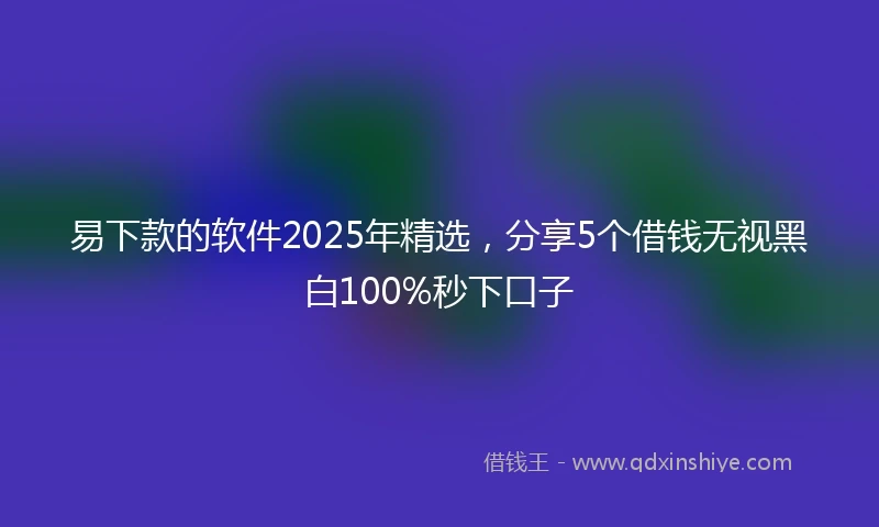 易下款的软件2025年精选，分享5个借钱无视黑白100%秒下口子