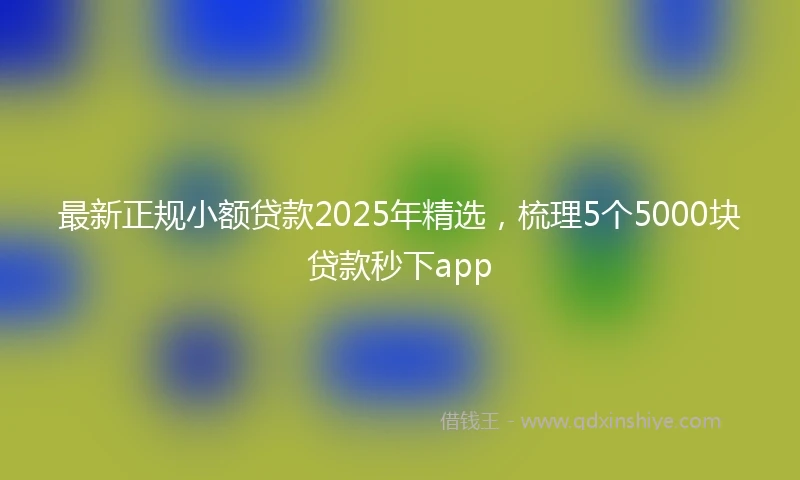 最新正规小额贷款2025年精选，梳理5个5000块贷款秒下app