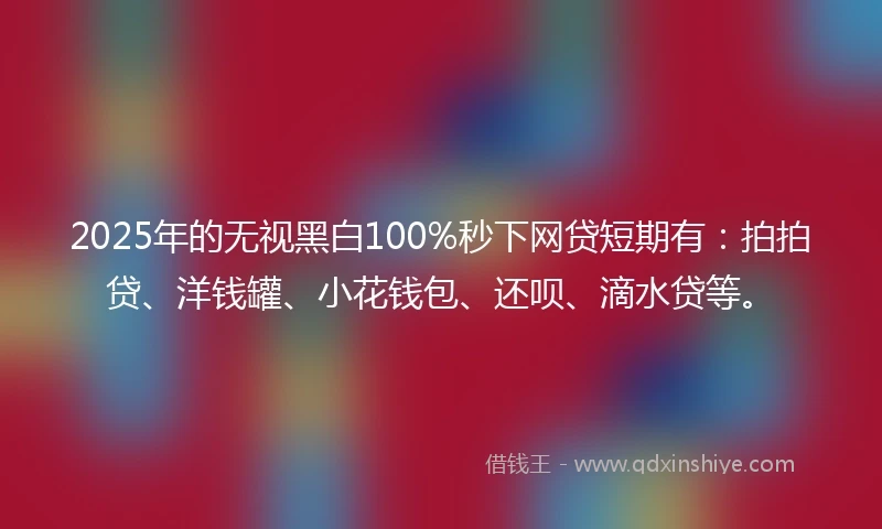 2025年的无视黑白100%秒下网贷短期有：拍拍贷、洋钱罐、小花钱包、还呗、滴水贷等。