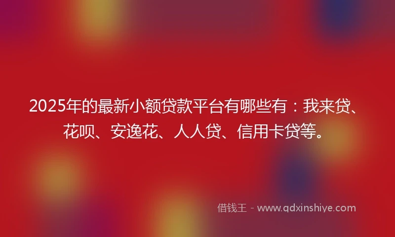 2025年的最新小额贷款平台有哪些有:我来贷、花呗、安逸花、人人贷、信用卡贷等。