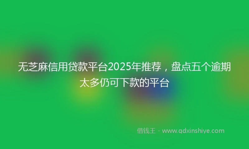 无芝麻信用贷款平台2025年推荐，盘点五个逾期太多仍可下款的平台