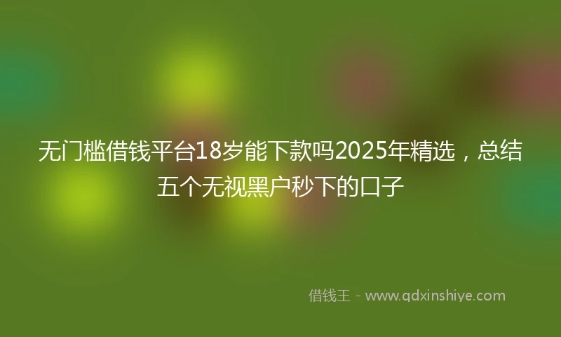 无门槛借钱平台18岁能下款吗2025年精选，总结五个无视黑户秒下的口子
