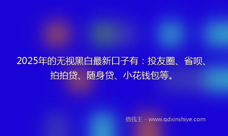 2025年的无视黑白最新口子有：投友圈、省呗、拍拍贷、随身贷、小花钱包等。