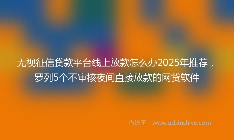 无视征信贷款平台线上放款怎么办2025年推荐，罗列5个不审核夜间直接放款的网贷软件