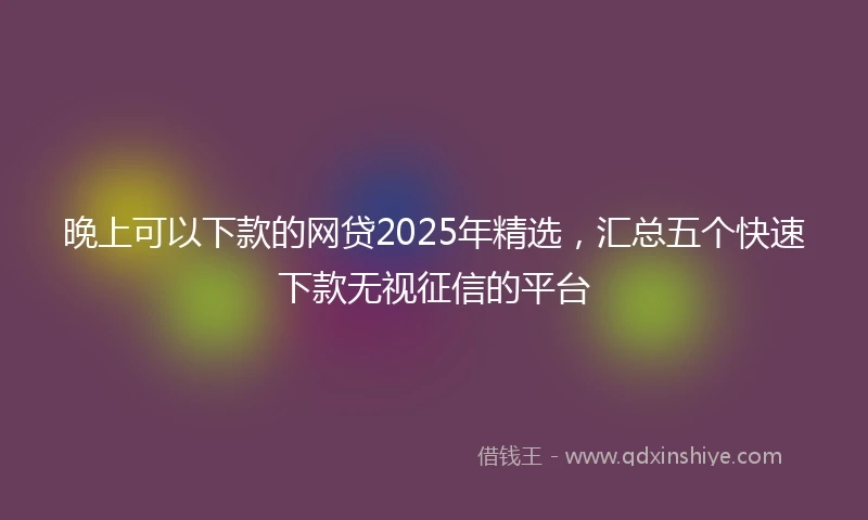 晚上可以下款的网贷2025年精选,汇总五个快速下款无视征信的平台
