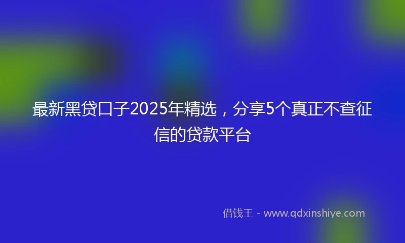 最新黑贷口子2025年精选，分享5个真正不查征信的贷款平台