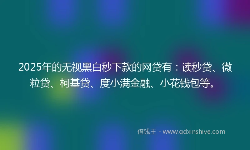2025年的无视黑白秒下款的网贷有：读秒贷、微粒贷、柯基贷、度小满金融、小花钱包等。