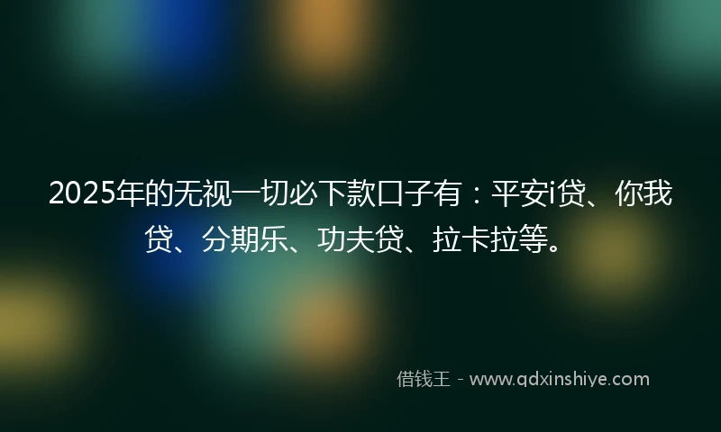 2025年的无视一切必下款口子有：平安i贷、你我贷、分期乐、功夫贷、拉卡拉等。